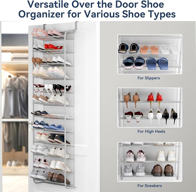 Whitmor 36 Pair Over The Door Shoe Organizer, 12 Tier Hanging Shoe Organizer - Image 4