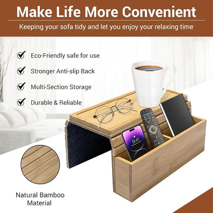 Couch Arm Tray - Bamboo Couch Table Armrest - Anti-Slip Multifunctional Sofa - Image 4