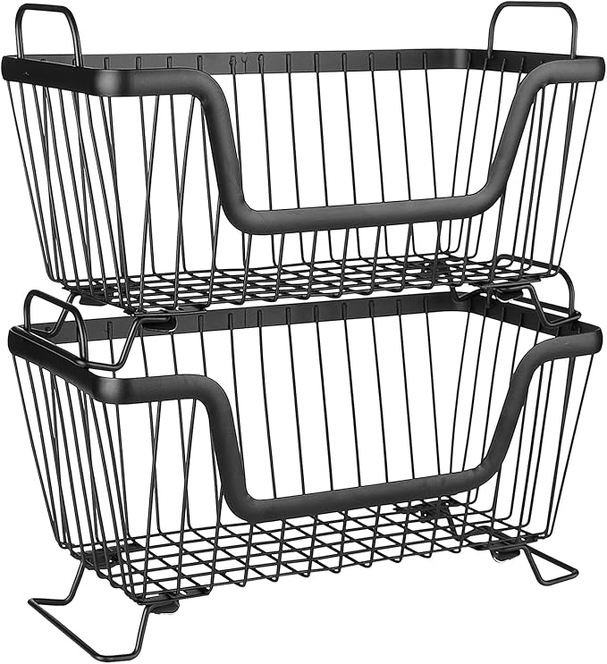 LOTTS Stackable wire basket for pantry, Metal Pantry basket, Storage Organizer by LOTTS