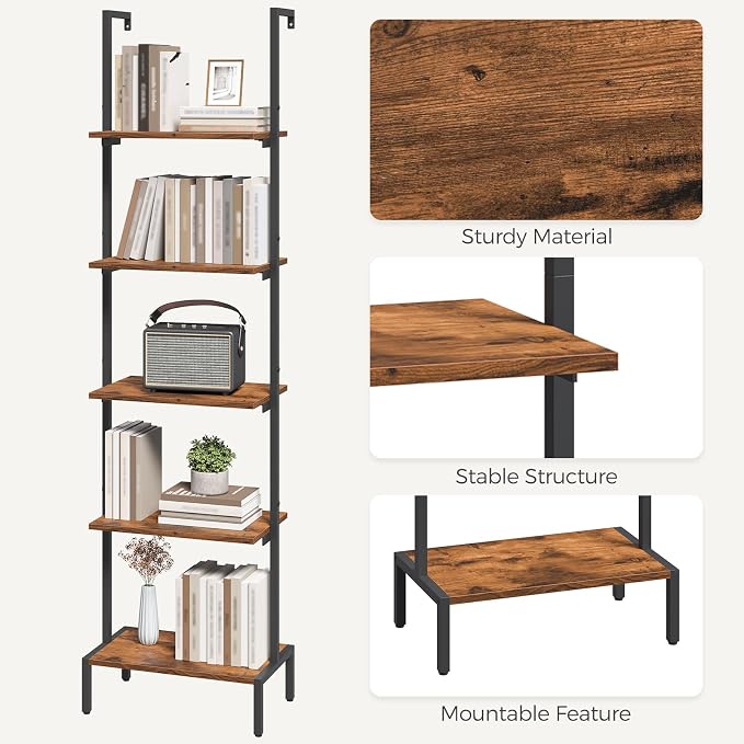 Ladder Shelf, 5-Tier Bookshelf, Ladder Bookcase - Image 7