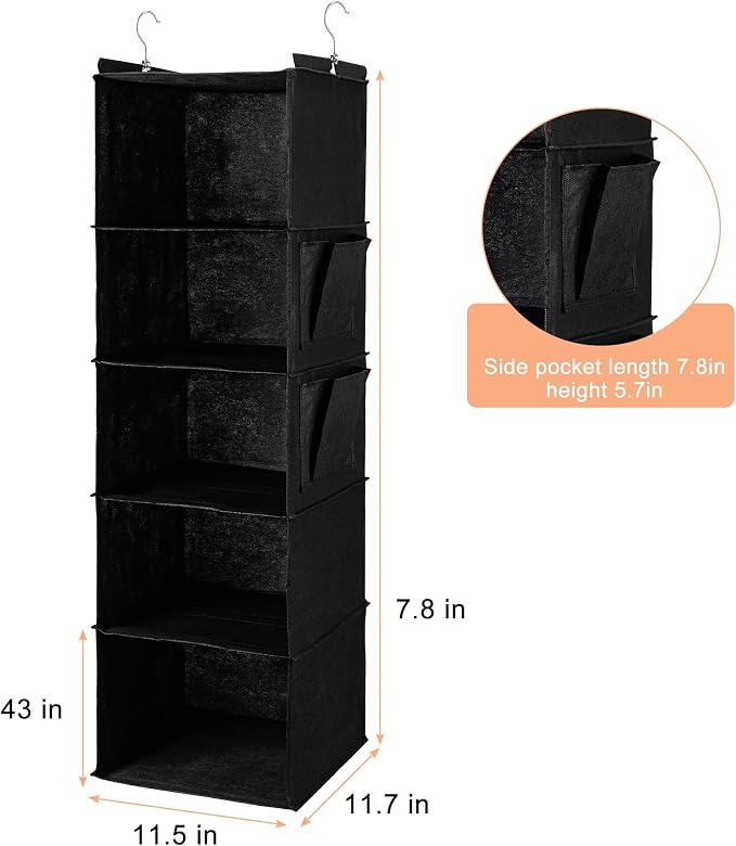 BOOMIBOO Hanging Closet Organize and Shelves，5-Hanging Shelf - Image 3