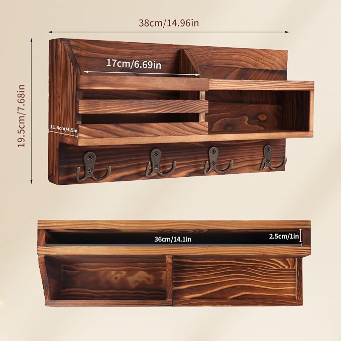 Key and Mail Holder for Wall, Mail Organizer Wall Mount - Image 3