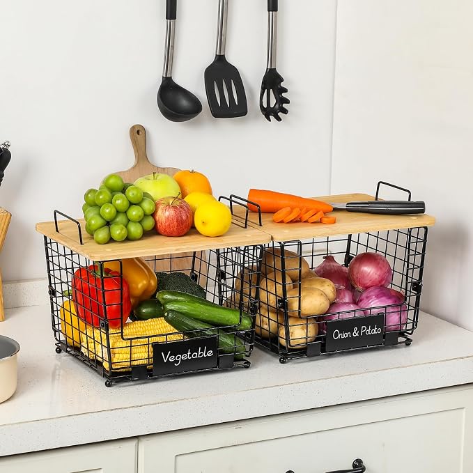 2 Set Large Stackable Wire Basket - Image 5