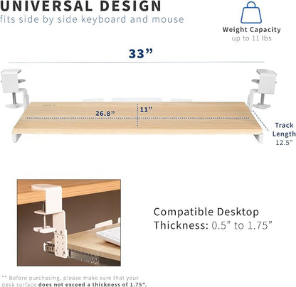 VIVO Large Height Adjustable Under Desk Keyboard Tray, C-clamp Mount System - Image 4