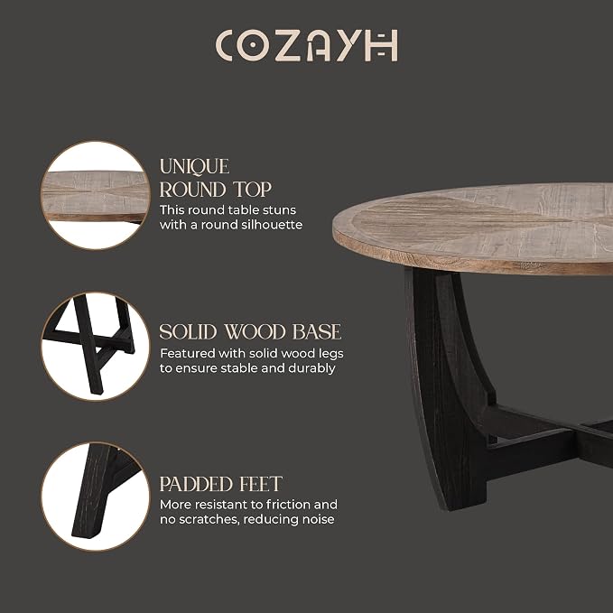 COZAYH Rustic Farmhouse Coffee Table - Image 6