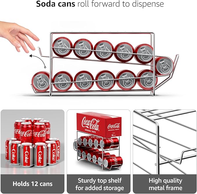 Sorbus Soda Can Rack Beverage Dispenser 12 Can Dispenser Organizer - Image 4