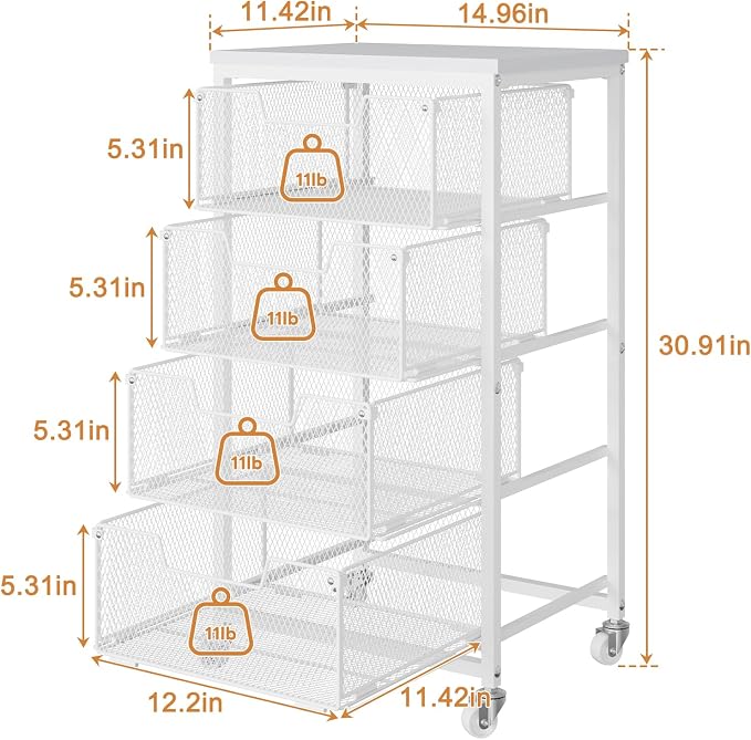 4-Tier Kitchen Storage Cart - Image 7