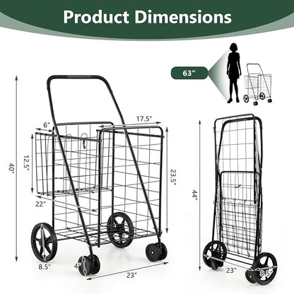 Goplus Jumbo Folding Shopping Cart - Image 6