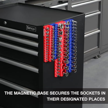 WORKPRO Magnetic Socket Organizer Set, 4-Piece Socket Holder Set Includes 1/4" - Image 7