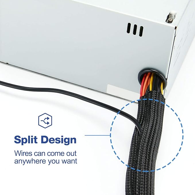 JOTO 26 Feet Cable Management Sleeve -Black | Cord Organizer System - Image 3