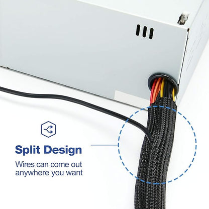 JOTO 26 Feet Cable Management Sleeve -Black | Cord Organizer System - Image 3