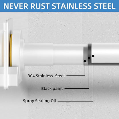 CorkLatta White Shower Curtain Rod, 1 Inch Diameter Stainless Steel Adjustable - Image 7