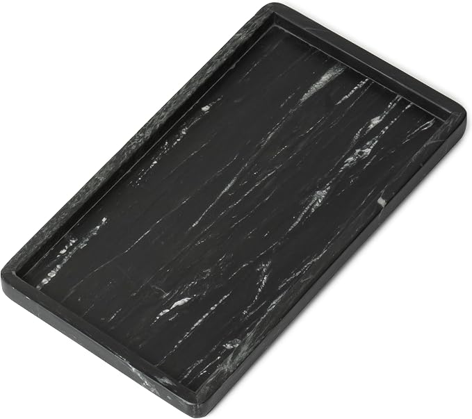 Cork & Mill Black Marble Tray for Bathroom Countertop, Kitchen Counter by CorkMill