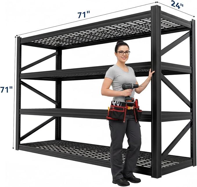 8000 LBS Heavy Duty Garage Shelving, Adjustable Steel Shelving Unit Holds 2000 - Image 3