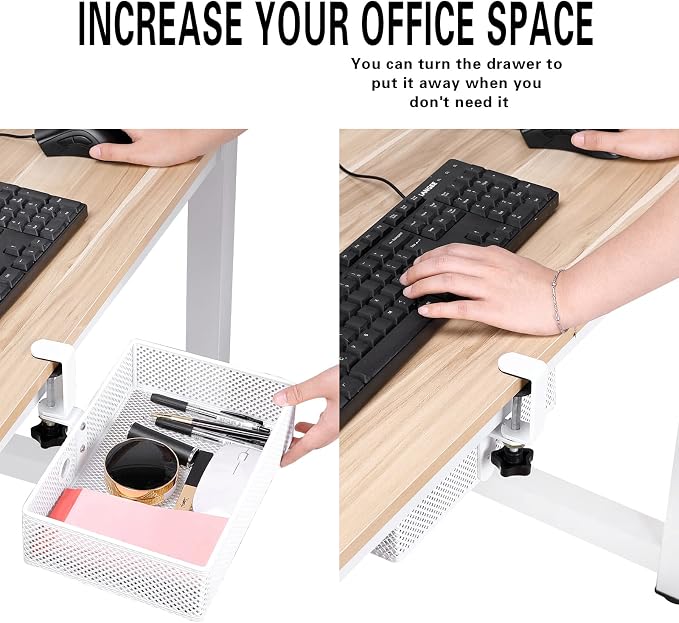 Mesh Desk Organizer and Clamp-on Swivel Pencil Drawer, Desk Hidden Desk - Image 2