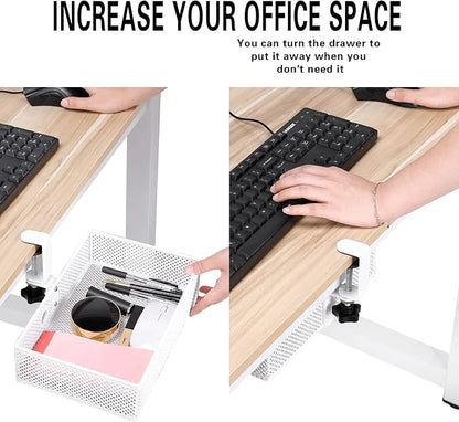 Mesh Desk Organizer and Clamp-on Swivel Pencil Drawer, Desk Hidden Desk - Image 2