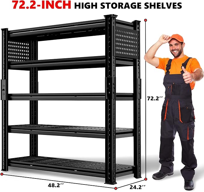 SILVEL 48.2" W Garage Shelving, 5000LBS Heavy Duty Metal Shelving, 2025 Grid - Image 2