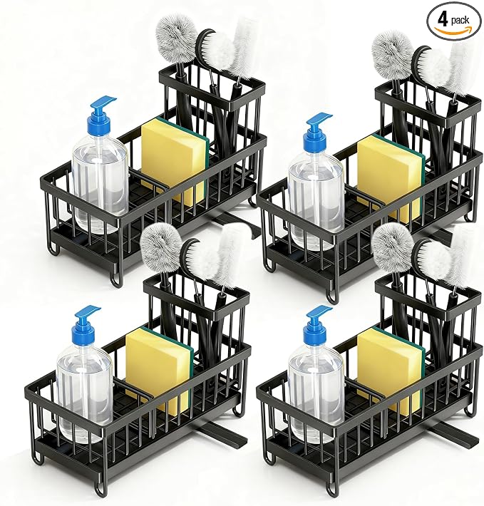 Sponge Holder for Kitchen Sink: 4 Pack Sink Caddy Organizer Complete by Unknown