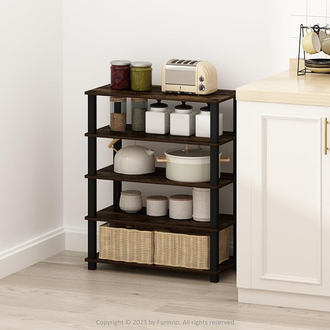 Furinno Turn-S-Tube Storage Shelves Set of 2, 3-Tier Stackable Standing Shelf - Image 2