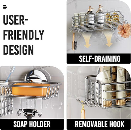 LEVERLOC Shower Caddy Suction Cup, 2 Pack Heavy Duty Bathroom Organizer - Image 5