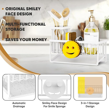 Sponge Holder for Kitchen Sink, Smiley Face Sink Caddy - Image 3