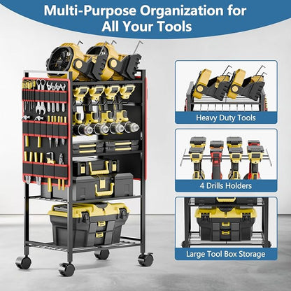 5 - Tier Power Tool Organizer Cart - 300 lbs Heavy Duty Utility Rack Shelf - Image 2