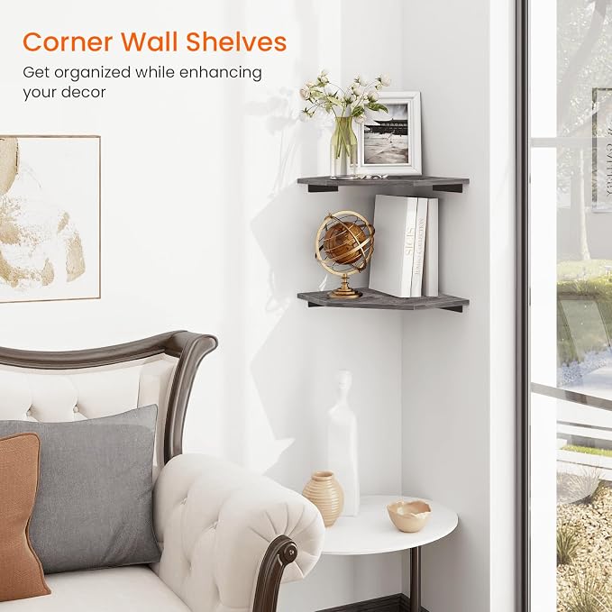 Corner Shelf Wall Mount, Cable Box, Wood Hanging Storage Shelf Organizer - Image 4