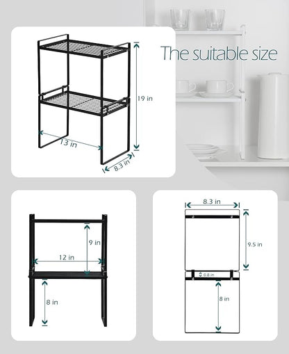 2pk Kitchen Cabinet Shelf Counter Organizer Rack Pantry Storage Bathroom - Image 3