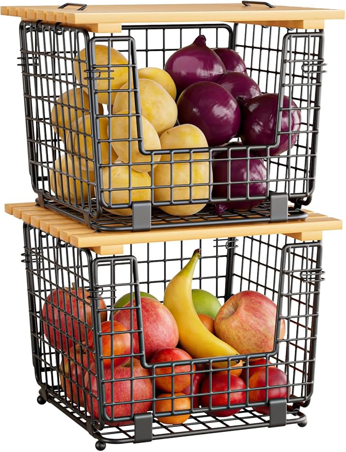 Wire Storage Basket for Kitchen Pantry: GGIU Stackable Kitchen Counter by GGIU
