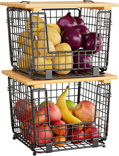 Wire Storage Basket for Kitchen Pantry: GGIU Stackable Kitchen Counter by GGIU