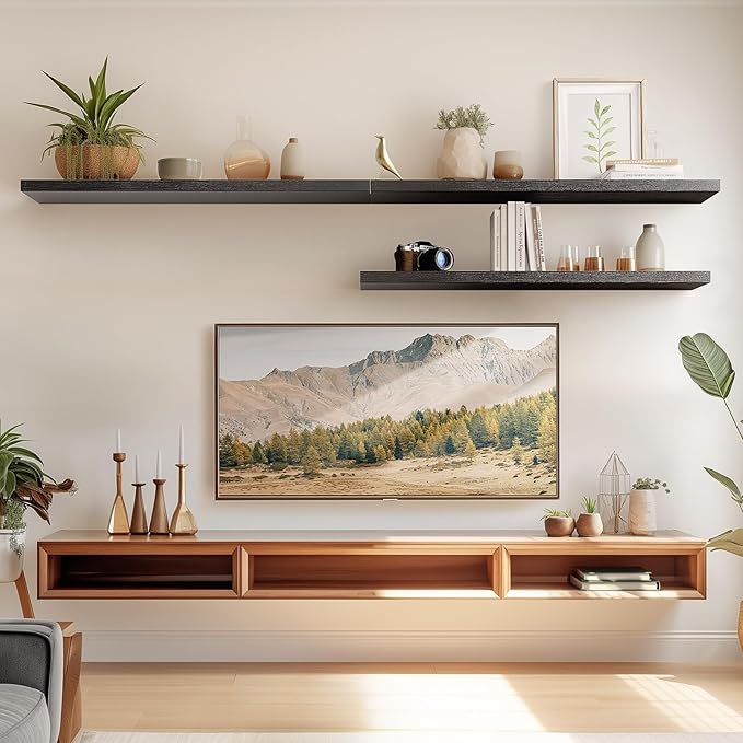 AMADA HOMEFURNISHING Floating Shelves Wall Mounted, 32 x 7 Inch Wall Shelves - Image 2