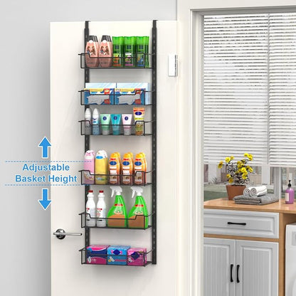 12.3" W Narrow Over the Door Pantry Organizer, 6-Tier Over the Door Organizer - Image 2