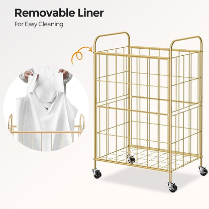 Laundry Hamper with Wheels, 90L Laundry Basket with Handle, Laundry Sorter with - Image 4