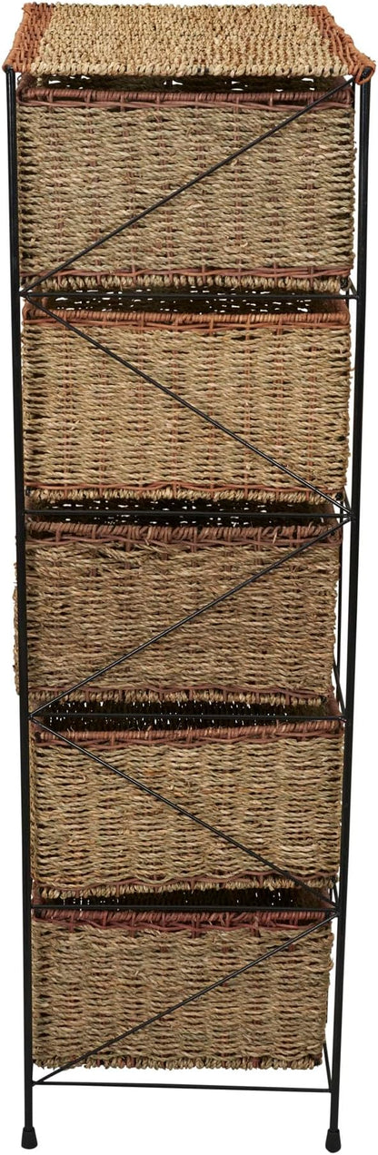 Household Essentials 5 Drawer Seagrass Wicker Storage Tower - Image 12