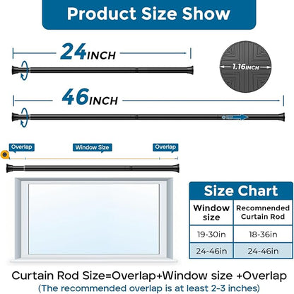AIZESI Tension Rod 24 to 46 Inch, Adjustable Spring Tension Rod No Drilling - Image 2