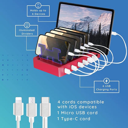 Charging Station for Multiple Devices – 6-Port USB Charging Dock for Apple & - Image 3