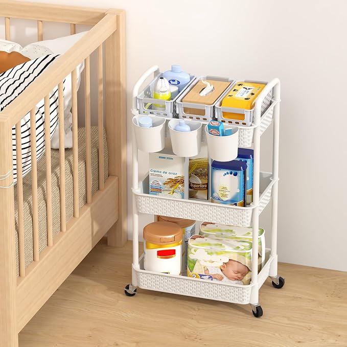 MOYIPIN 3-Tier Plastic Rolling Utility Cart - Image 3