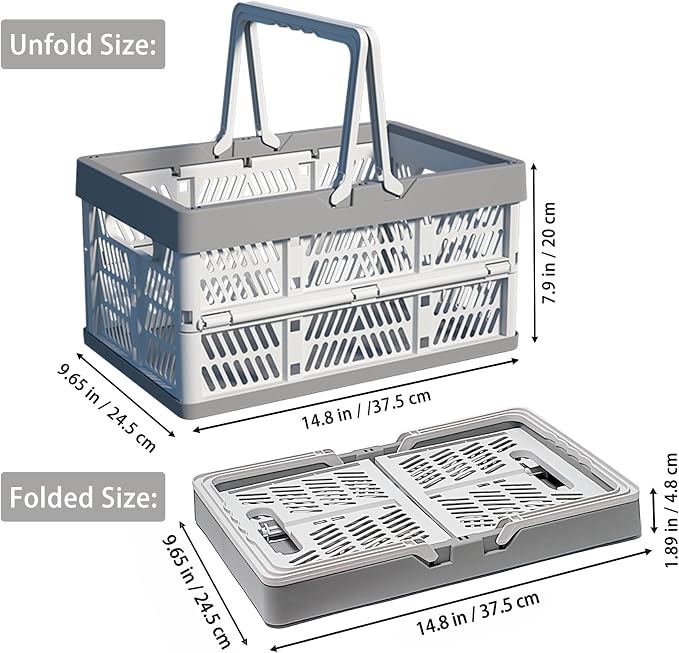 Collapsible Plastic Storage Crate - 20L Folding Organizer Basket Portable - Image 7