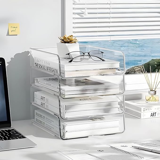 4-Tier Paper Organizer for Desk, Stackable Desk Organizer Paper Tray, A4 Storage - Image 5