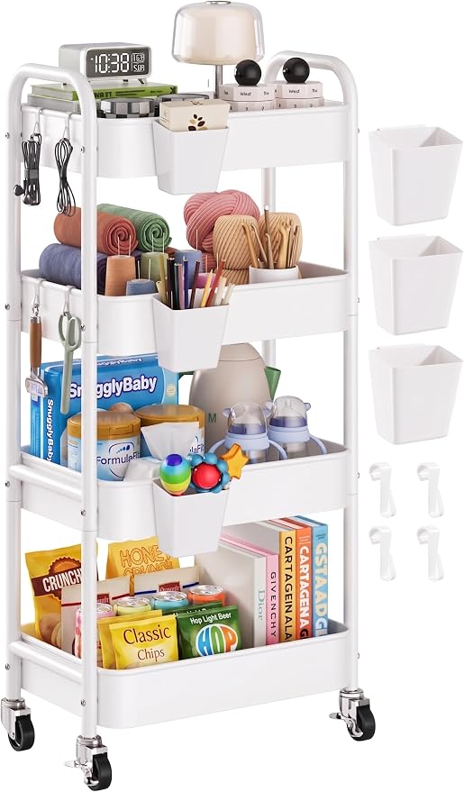 Heavy Duty 4 Tier Rolling Storage Cart Metal by Aofure
