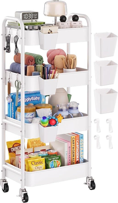 Heavy Duty 4 Tier Rolling Storage Cart Metal by Aofure