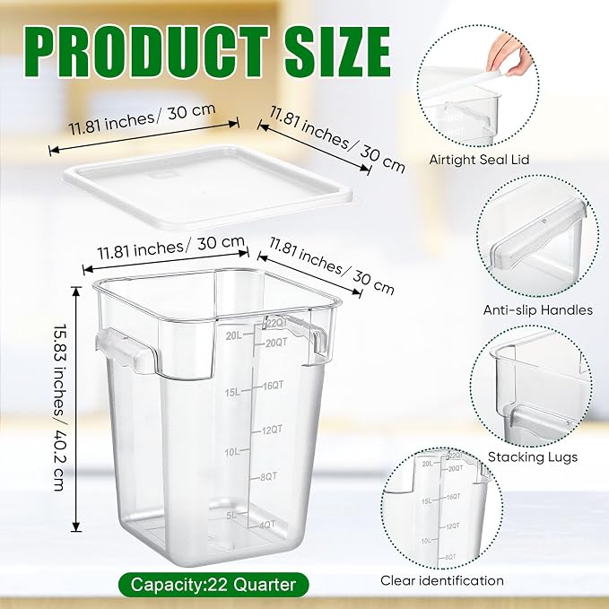 FoldTier 2 Pieces Square Food Storage Containers Polycarbonate Clear food - Image 2