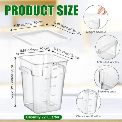 FoldTier 2 Pieces Square Food Storage Containers Polycarbonate Clear food - Image 2