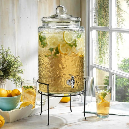 HC Classic Hammered Glass Ice Cold Beverage Drink Dispenser - Image 2