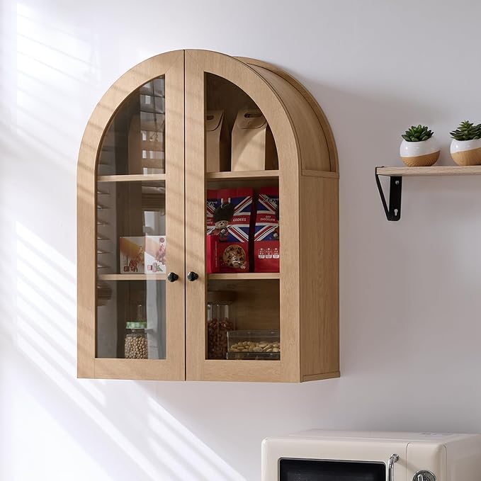 Bathroom Arched Wall Cabinet Over The Toilet Storage Cabinet, 23.5×31.4 Inch - Image 6