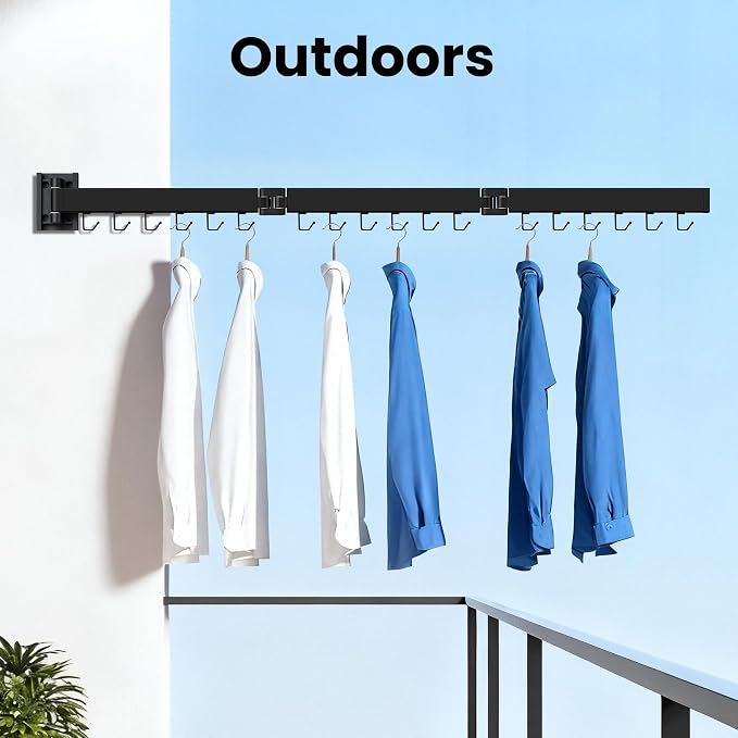 Clothes Drying Rack Wall Mounted, Retractable Collapsible Space Saver - Image 6