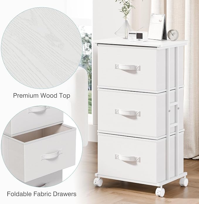 OLIXIS Dresser Storage with 3 Drawers, Fabric Dresser Tower - Image 5