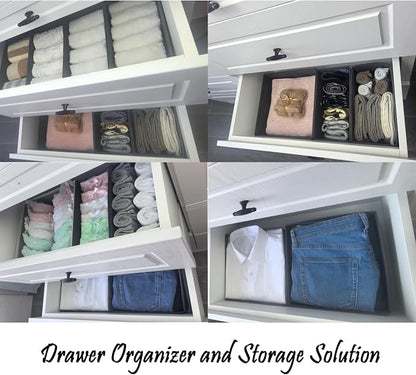 Socks Drawer Organizer Set of 3 Pack Raw White, Closet Cabinet Dresser Storage - Image 6