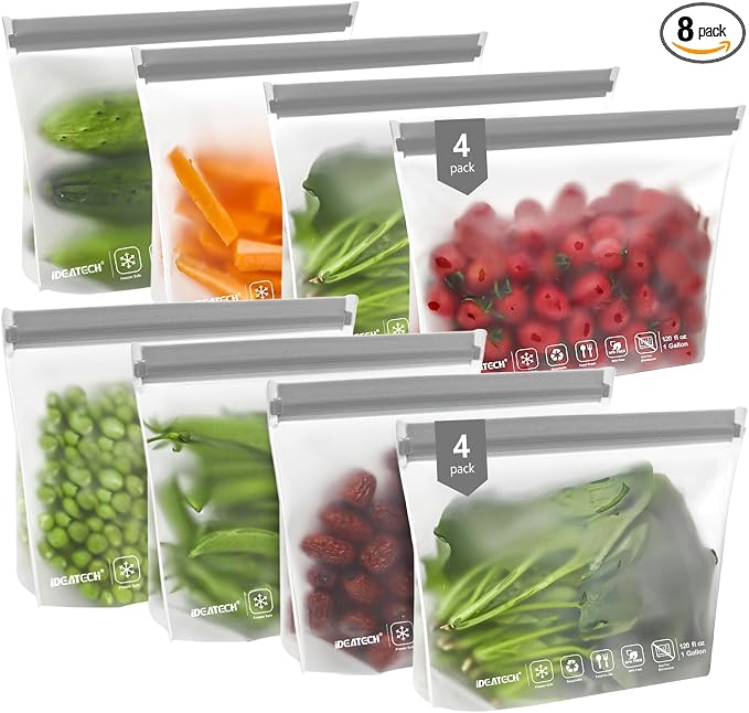 IDEATECH Reusable Freezer Bags Gallon Size, BPA Free Food Containers, Reusable by IDEATECH
