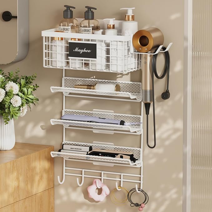 Hair Dryer Holder Wall Mounted, Adheisve Hair Styling Tool Organizer by COMFORTYOURHOME